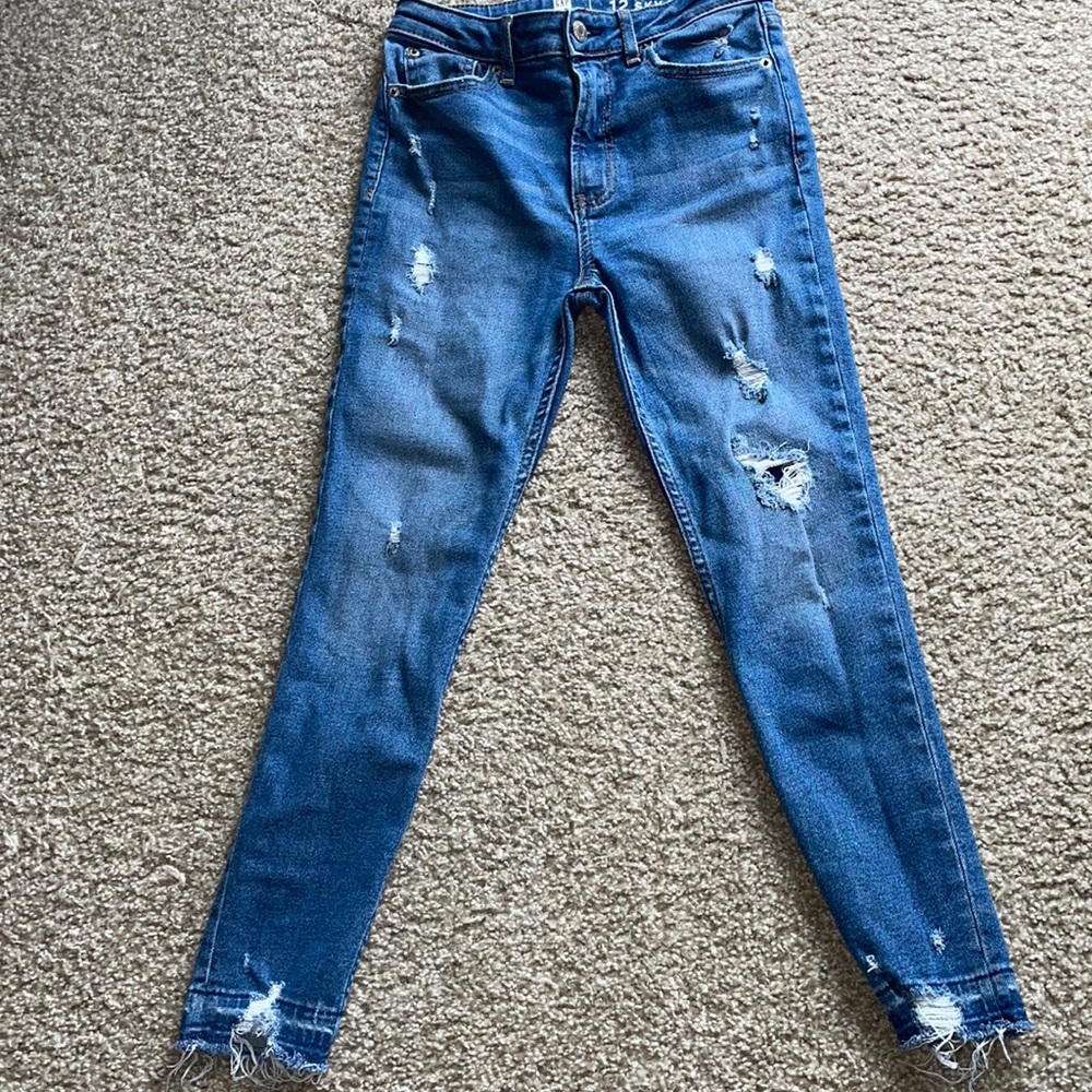 Gap Sky High Skinny Jean Ultra Distressed Size 12 Girls